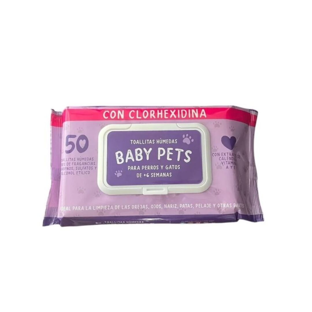 TOALLITAS HUMEDAS BABY PETS CON CLORHEXIDINA 50UND