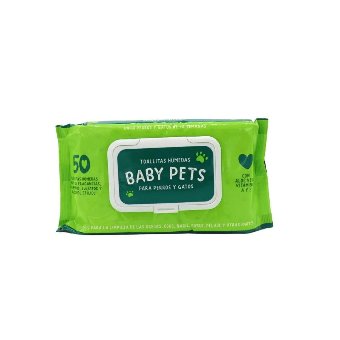 TOALLITAS HUMEDAS BABY PETS CON ALOE VERA  50UND