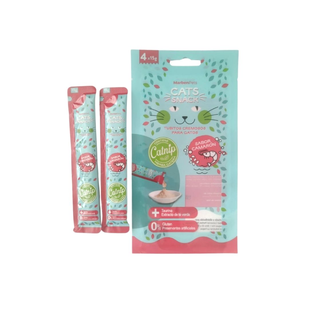 CATS SNACK TUBITO CREMOSO CAMARÓN CON CATNIP