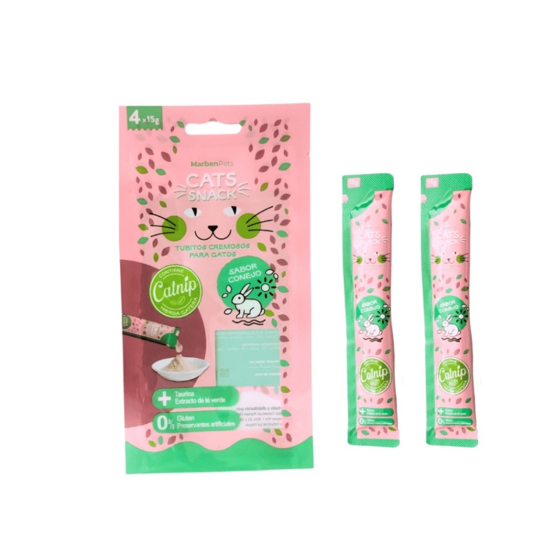 CATS SNACK TUBITO CREMOSO CONEJO CON CATNIP
