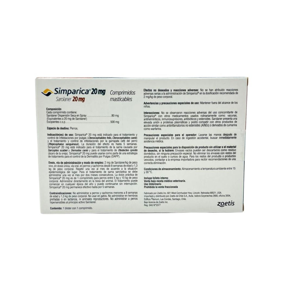 SIMPARICA 20MG 5 A 10 KILOS (1 COMP)