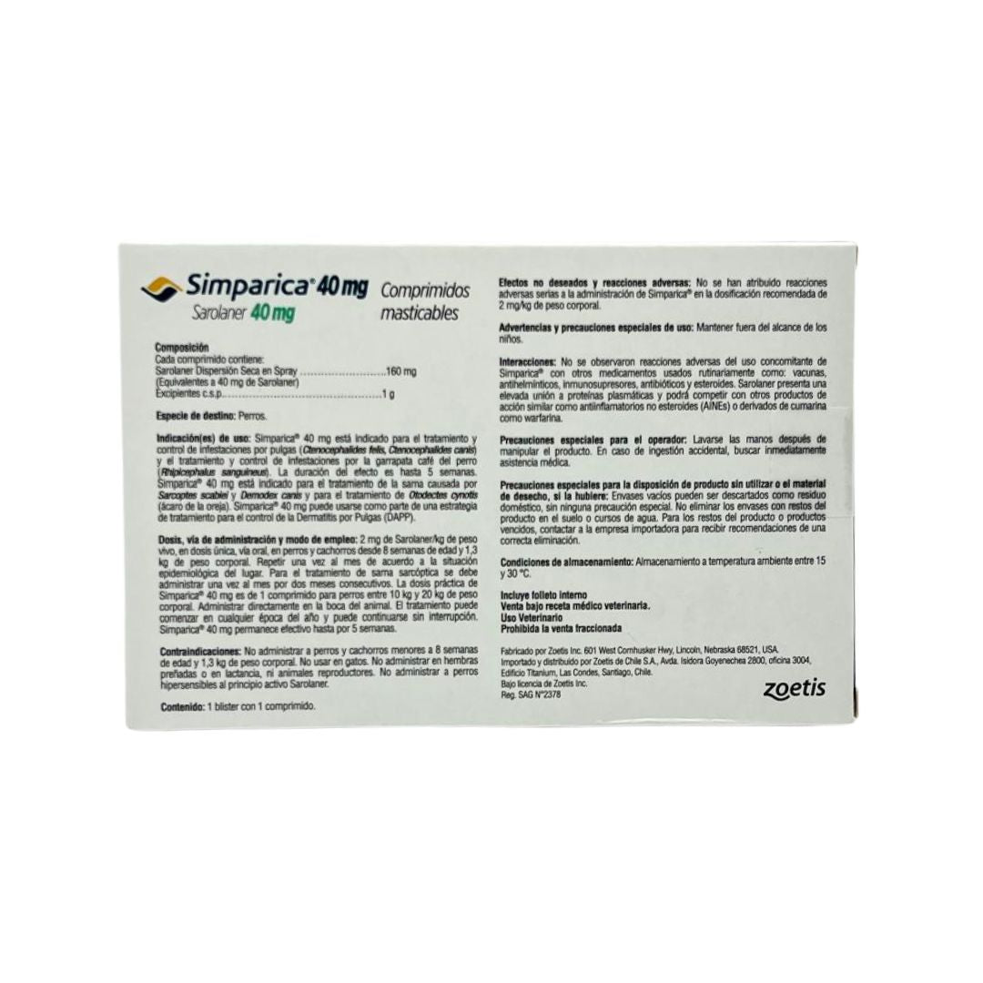 SIMPARICA 40MG 10 A 20 KG (1 COMP)